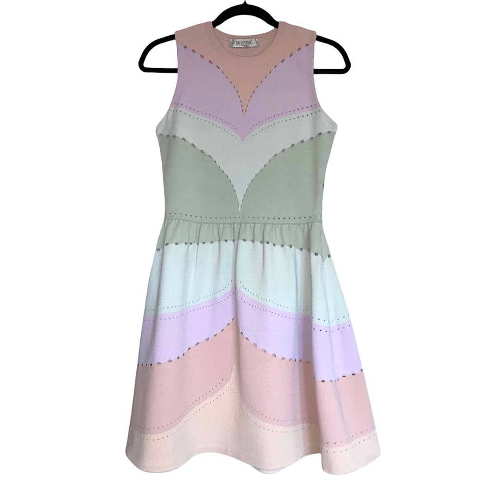 VALENTINO MULTICOLORED PASTEL RAINBOW DRESS SIZE S